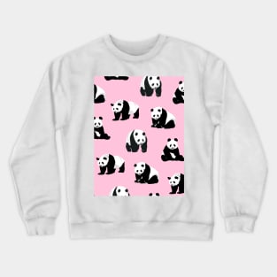 Multiple Pandas on Pink Background Crewneck Sweatshirt